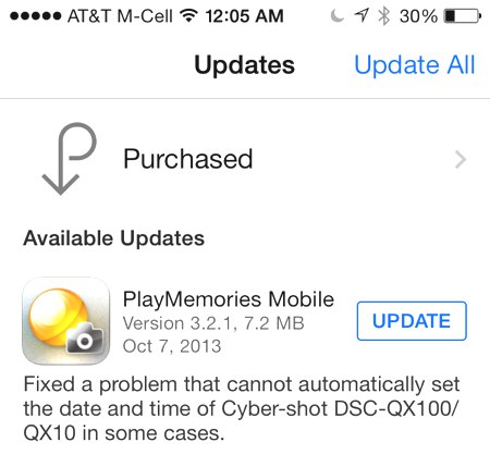 PlayMemories Mobile iOS 7 Update 3.2.1